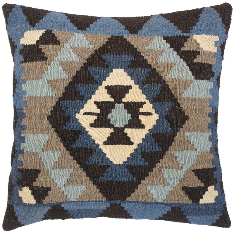 Tribal Leeanna Hand-Woven Turkish Kilim Throw Pillow 18 in. x 18 in.