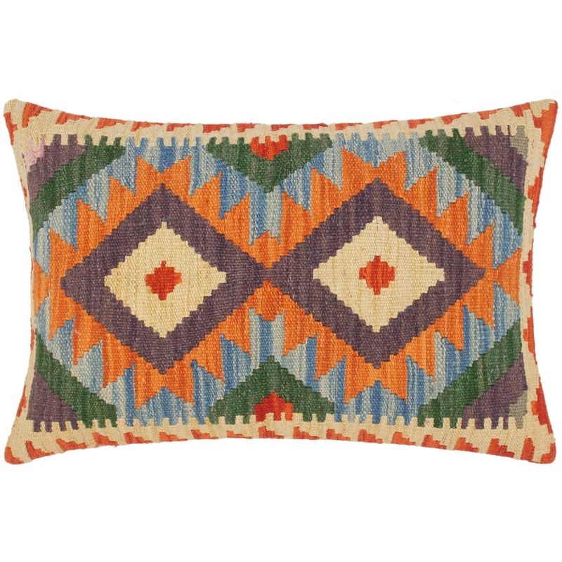 Tribal Valentin Hand Woven Turkish Kilim Throw Pillow 21 in x 15 in