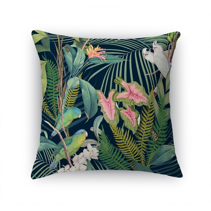 TROPICAL JUNGLE NAVY Accent Pillow by Marina Gutierrez