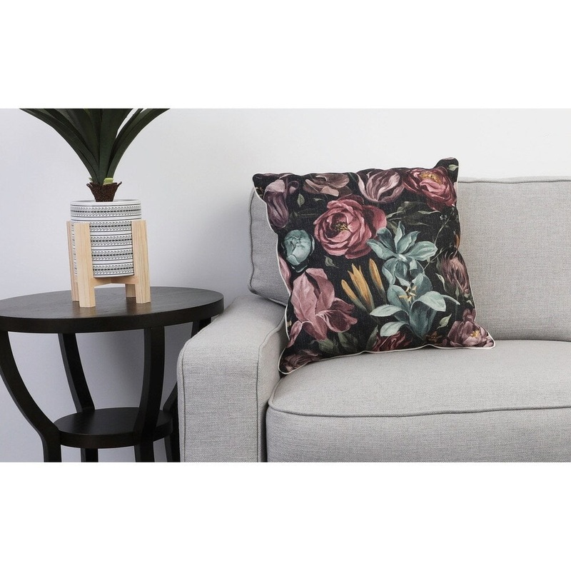 20 PF Egret Multi CAMELLIA FLORAL Faux Linen Pillow
