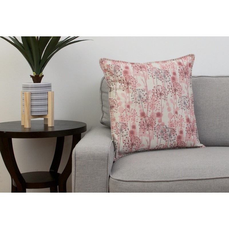 20 PF Natural Pink Multi DANDY Floral Printed Faux Linen Whipstitch Pillow