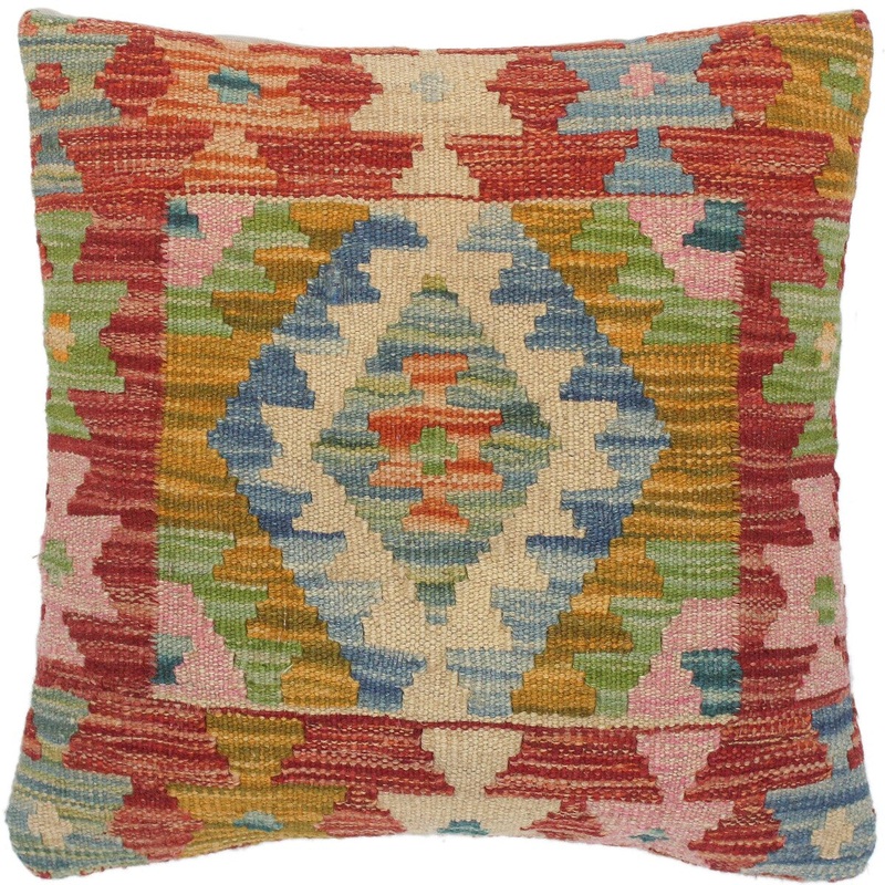 Bauhaus Charlett Hand-Woven Turkish Kilim Pillow 16 in. x 16 in.