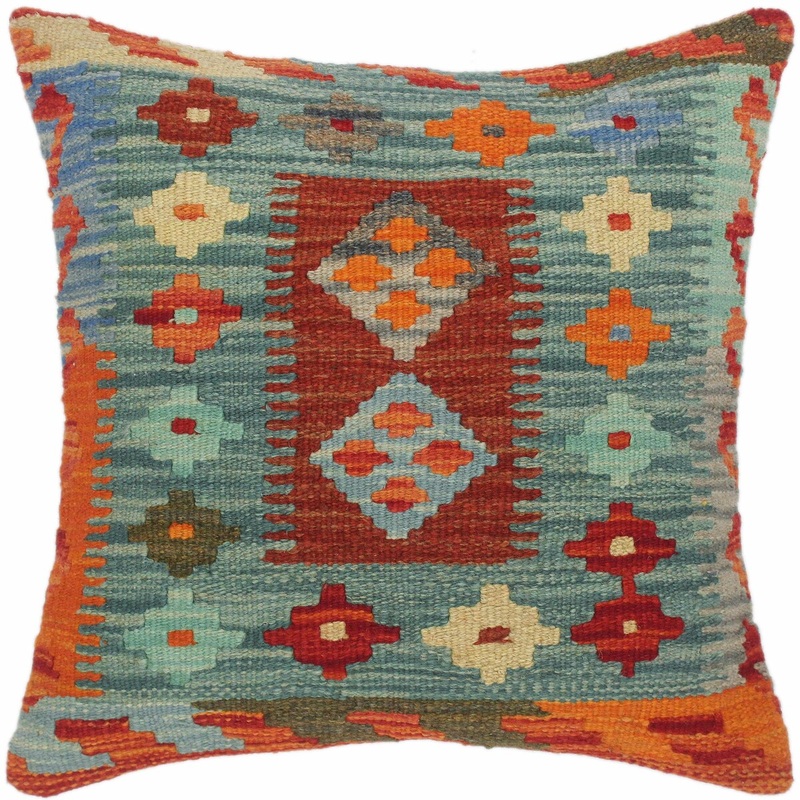 Bauhaus Keturah Hand-Woven Turkish Kilim Throw Pillow