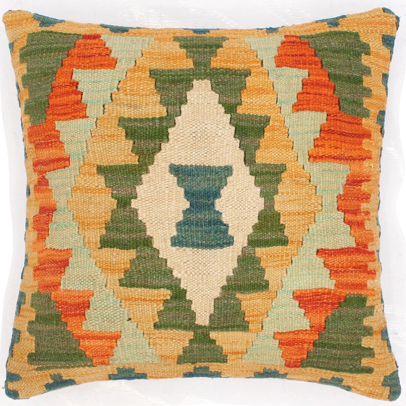 Shabby Chic Jerri Hand-Woven Turkish Kilim Pillow 18 in. x 18 in.