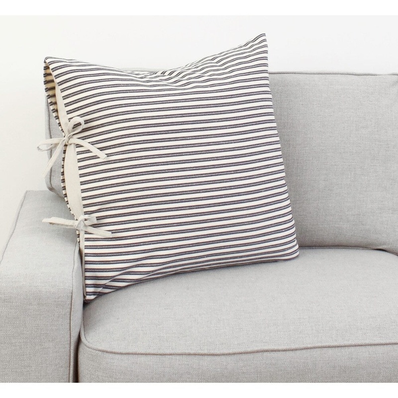 Thro 22x22Tina Ticking Stripe Tie Pillow