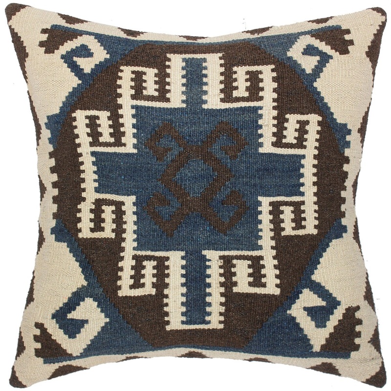Tribal Emily Hand-Woven Turkish Kilim Throw Pillow 21 in. x 21 in.