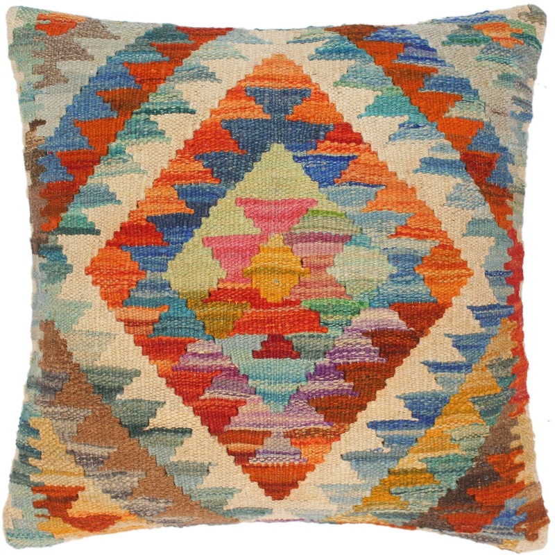 Vintage Lyndon Hand-Woven Turkish Kilim Throw Pillow 18 in. x 18