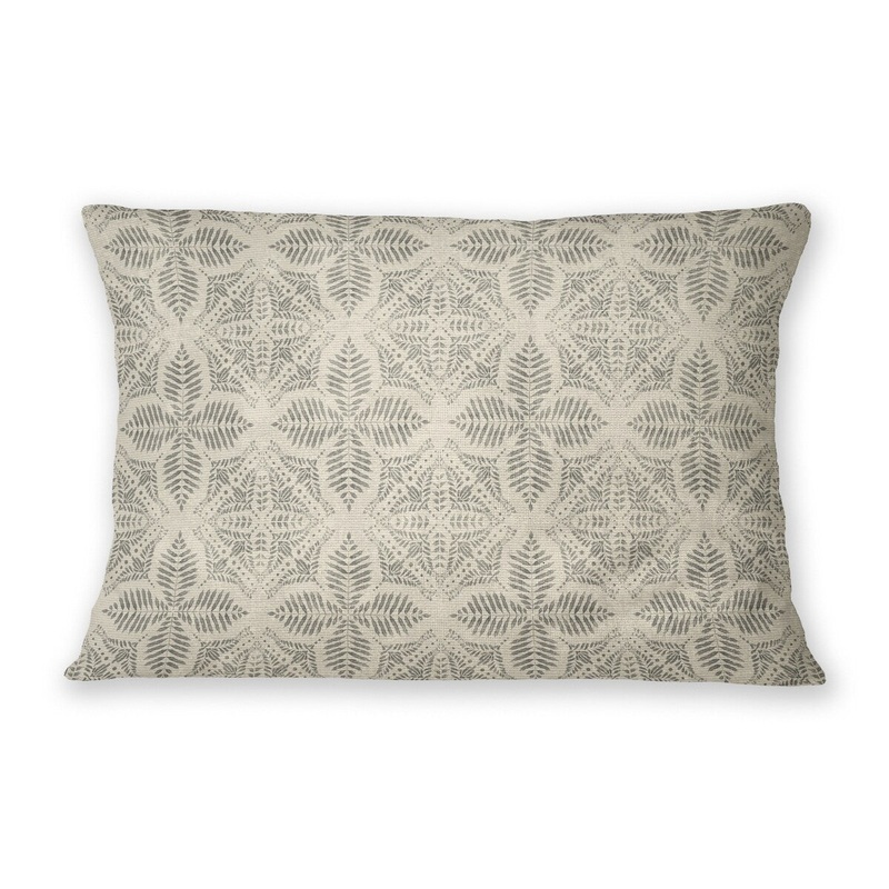 WATERCOLOR FERN TILE CHARCOAL Linen Throw Pillow By Jenny Lund