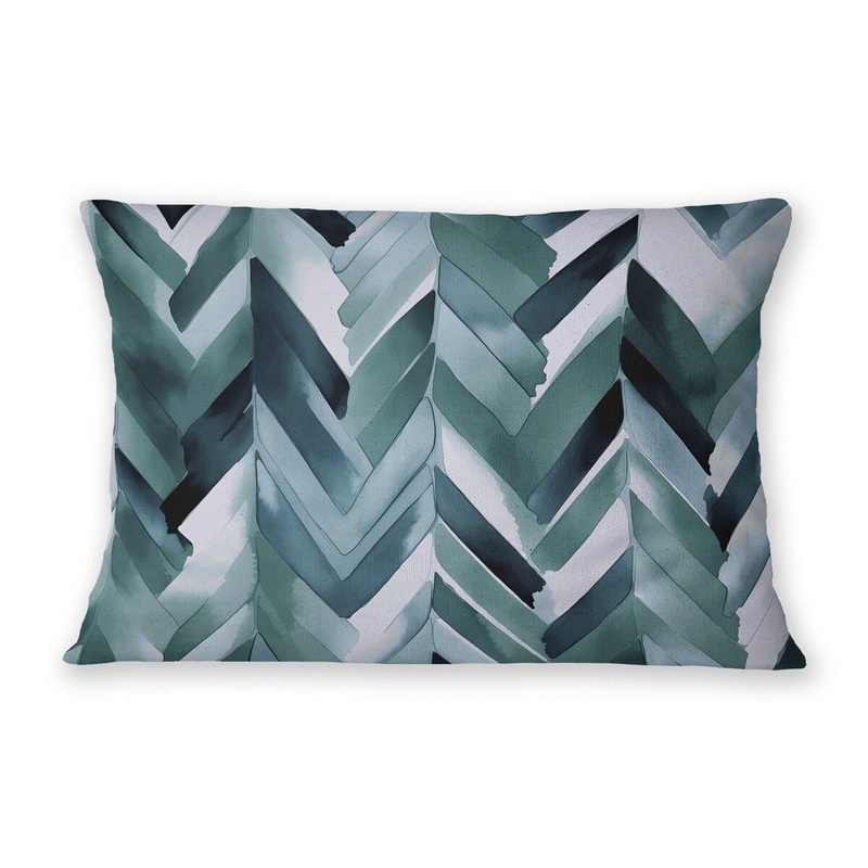 WATERCOLOR INK CHEVRON SEAFOAM Lumbar Pillow By Becca Dell'Arciprete