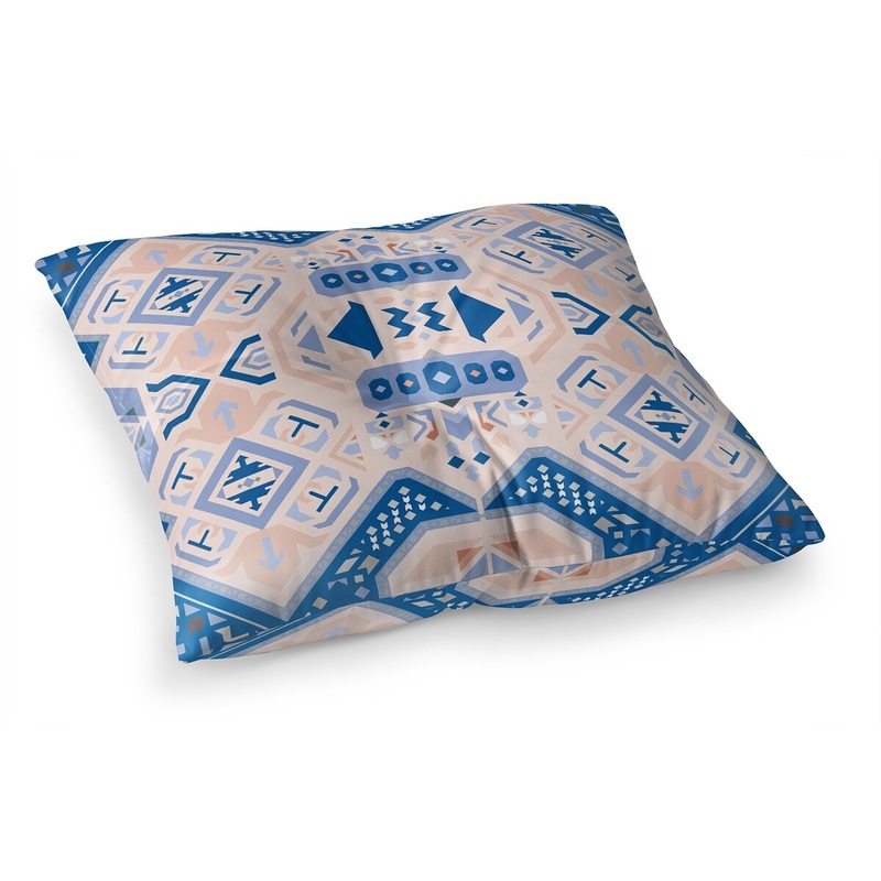 ABADEH BLUE AND GREY Floor Pillow By Kavka Designs