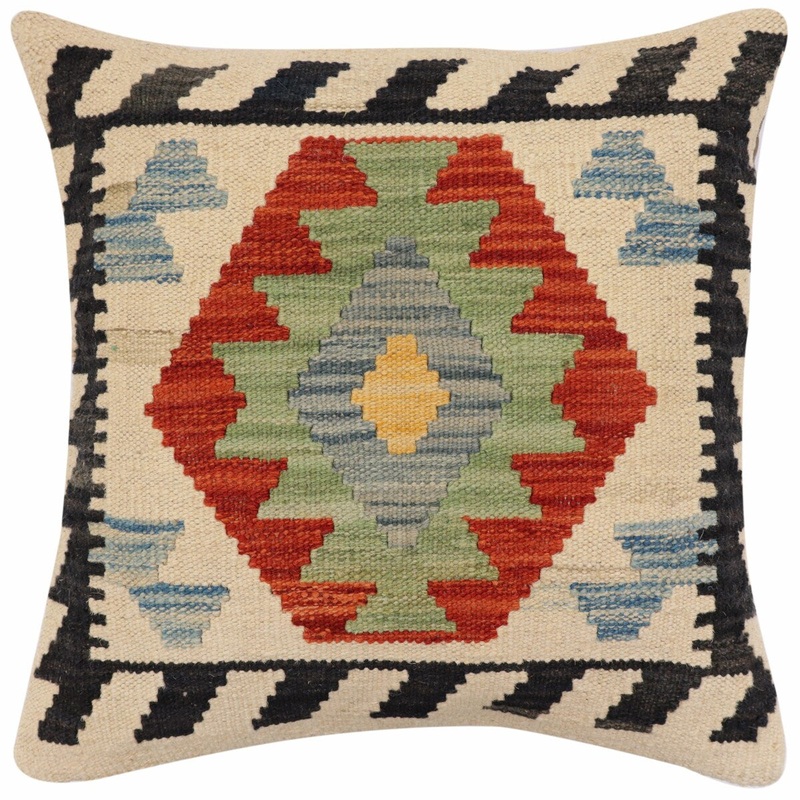 Tribal Valdez Turkish Hand-Woven Kilim Pillow - 18'' x 18''