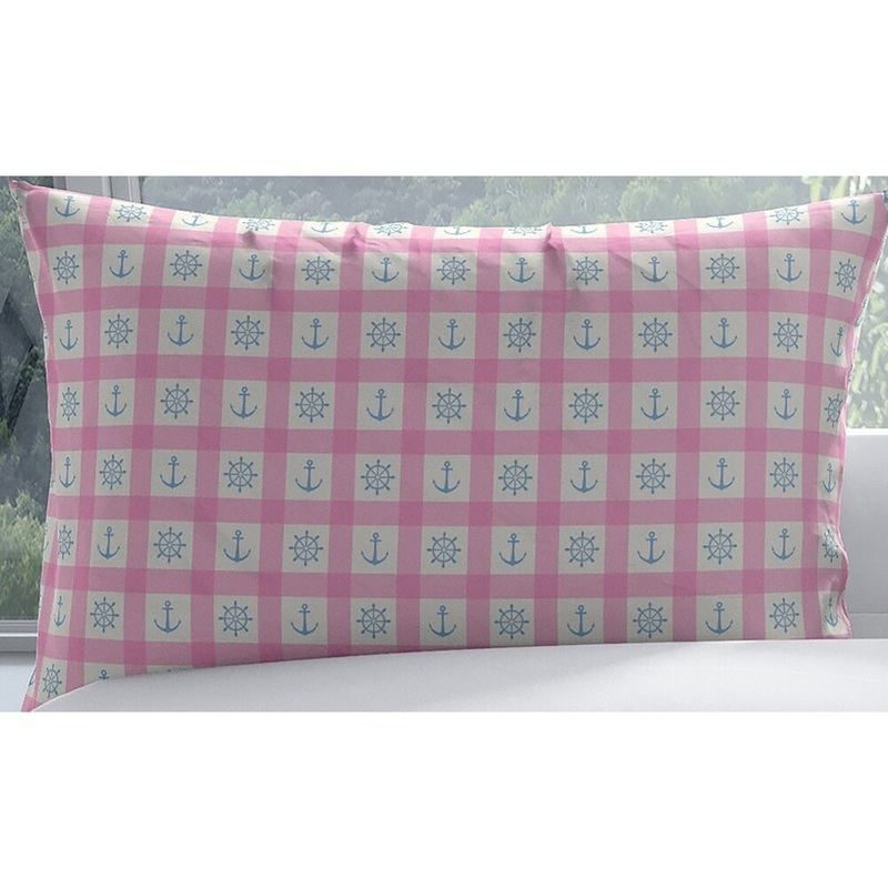 ANCHOR GALORE PINK AND LIGHT BLUE Pillow Case By Kavka Designs