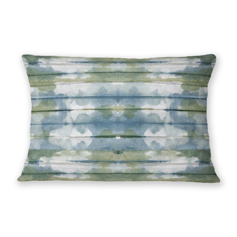 AQUARELLE RIPPLE STRIPE BLUE Lumbar Pillow By Nancy Green