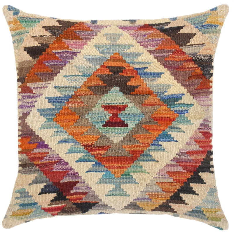 Bauhaus Bobby Hand-Woven Turkish Kilim Pillow 18 in. x 18 in.