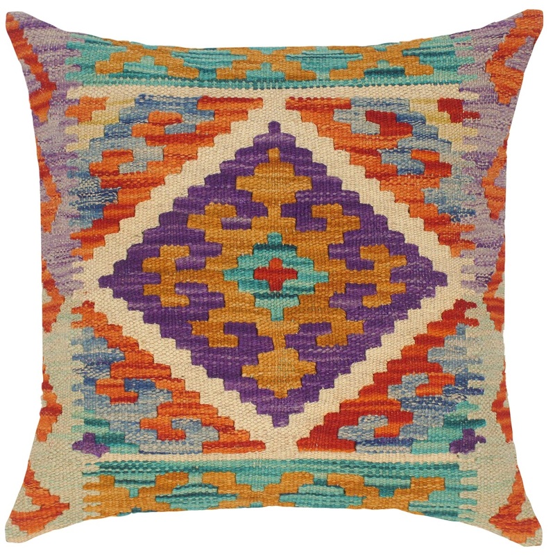 Bauhaus Vesta Hand-Woven Turkish Kilim Throw Pillow 18 in. x 18 in.
