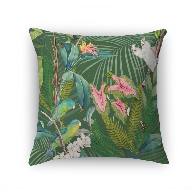 TROPICAL JUNGLE GREEN Accent Pillow by Marina Gutierrez