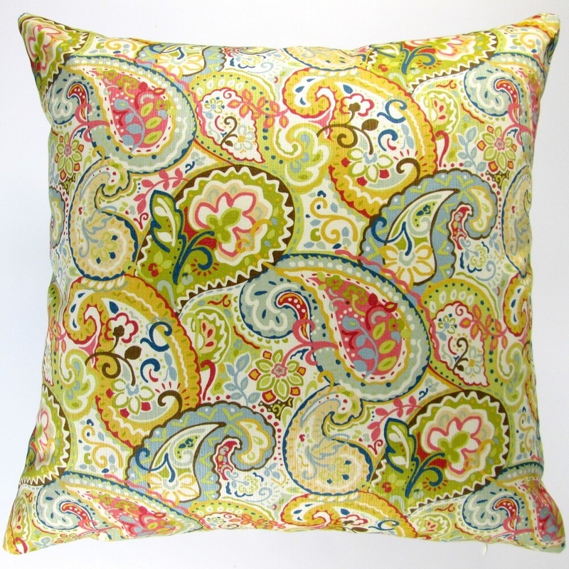 Artisan Pillows Indoor 18-inch Paisley Style Flowers in Multicolor Modern Floral Accent Throw Pillow