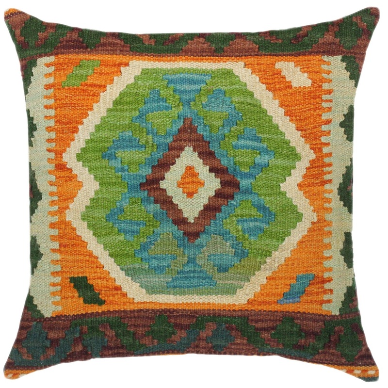 Shabby Chic Cruz Hand-Woven Turkish Kilim Throw Pillow