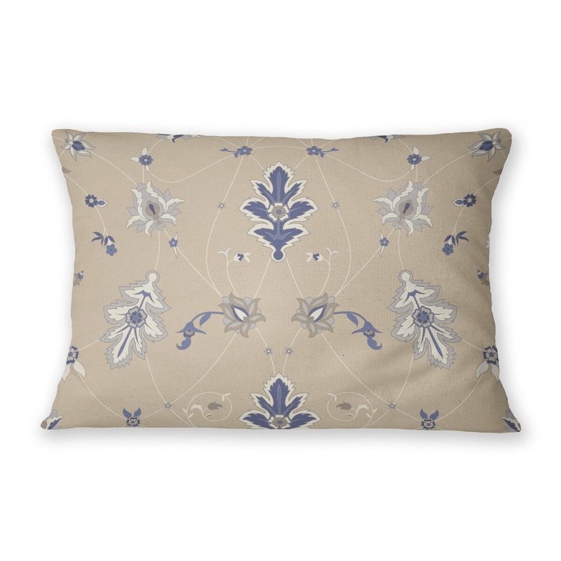 SHABYLON BEIGE & BLUE Lumbar Pillow By Marina Gutierrez