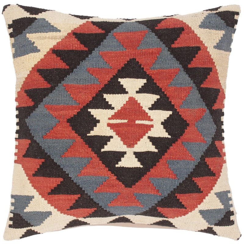 Southwestern Irwin Hand-Woven Turkish Kilim Pillow 18 in. x 19 in.