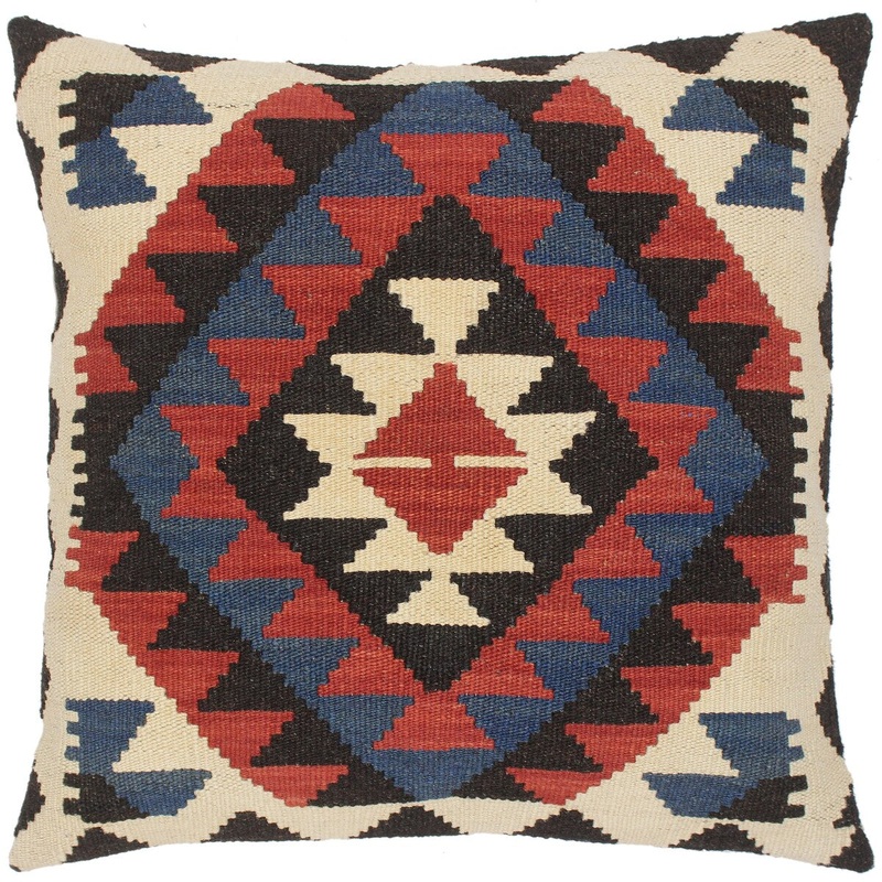 Tribal Stephen Hand-Woven Turkish Kilim Throw Pillow 21 in. x 21 in.