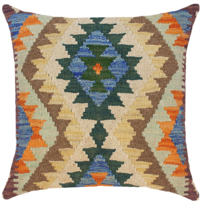 Vintage Stacee Hand-Woven Turkish Kilim Pillow -18 in. x 18 in.
