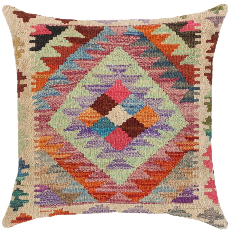 Bauhaus Francina Hand-Woven Turkish Kilim Throw Pillow 17 in. x 18 in.