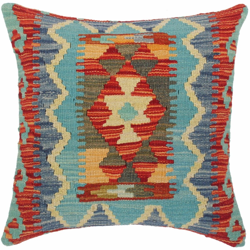 Southwestern Millicen Hand-Woven Turkish Kilim Pillow 17 in. x 18 in.