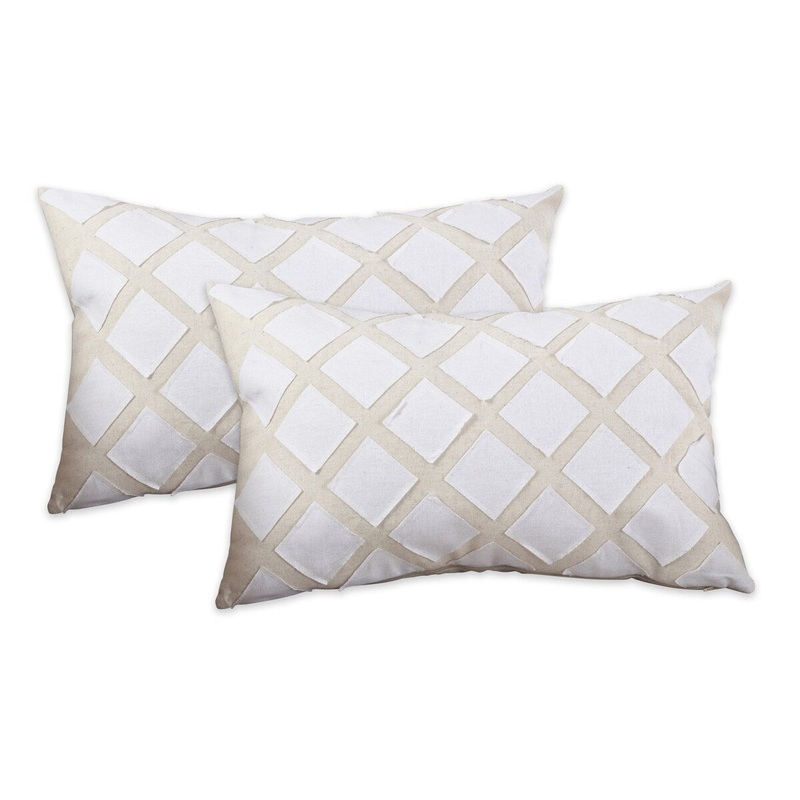 Square Appliqu Design Throw Pillow Cover (Set of 2)