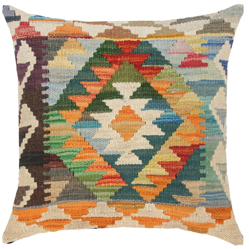 Tribal Charlene Hand-Woven Turkish Kilim Throw Pillow