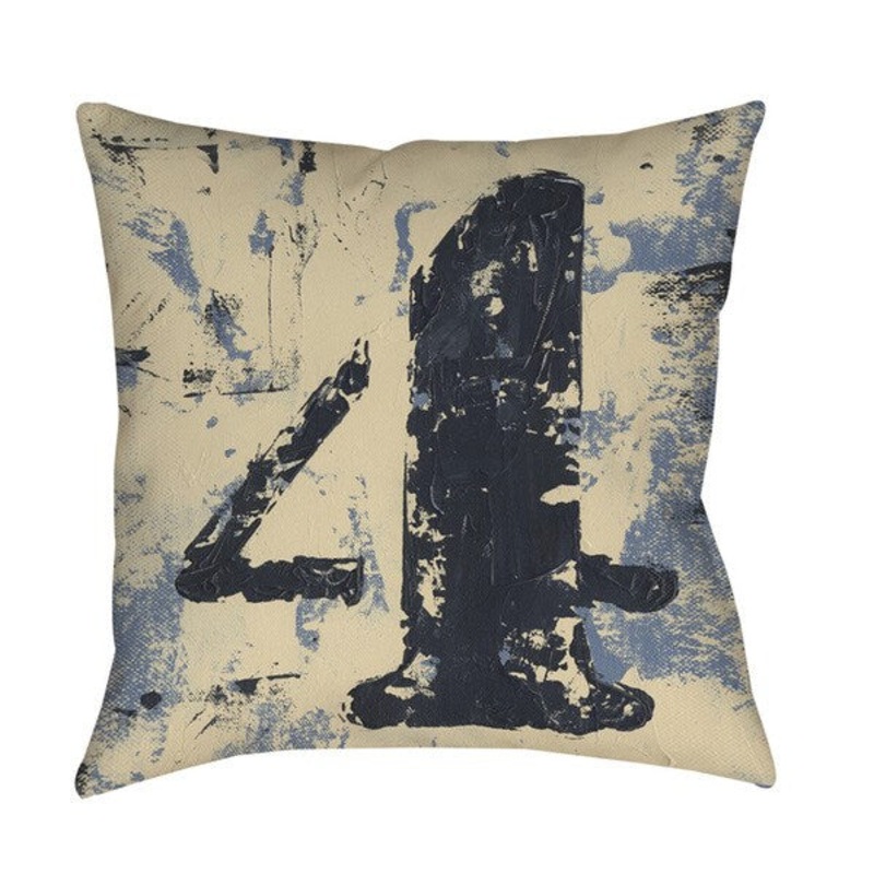 Vintage Numbers IV Throw Pillow or Floor Pillow