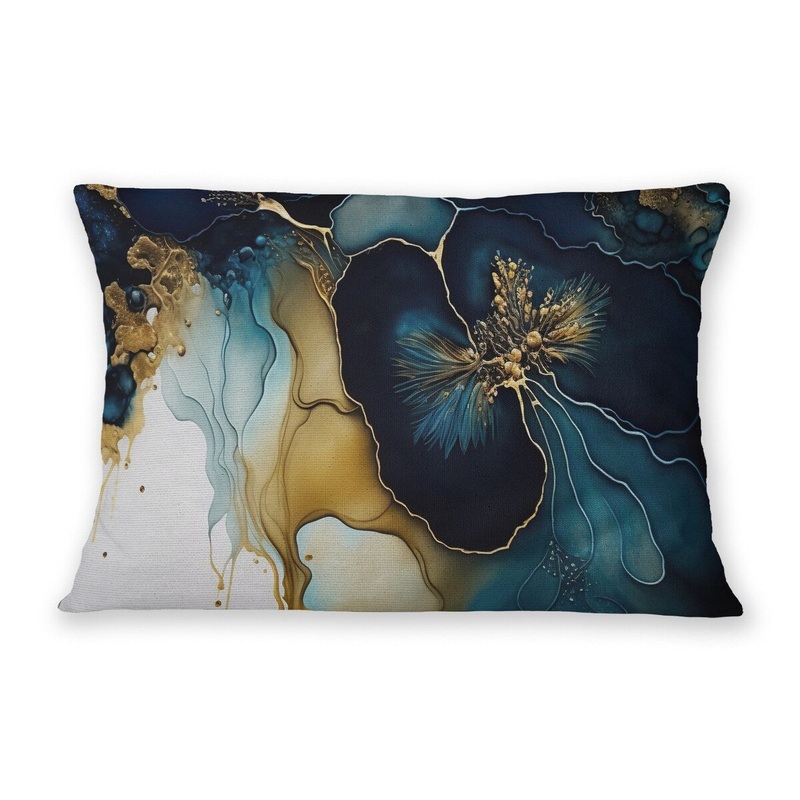 ALCHEMY BLUE Linen Throw Pillow By Marina Gutierrez