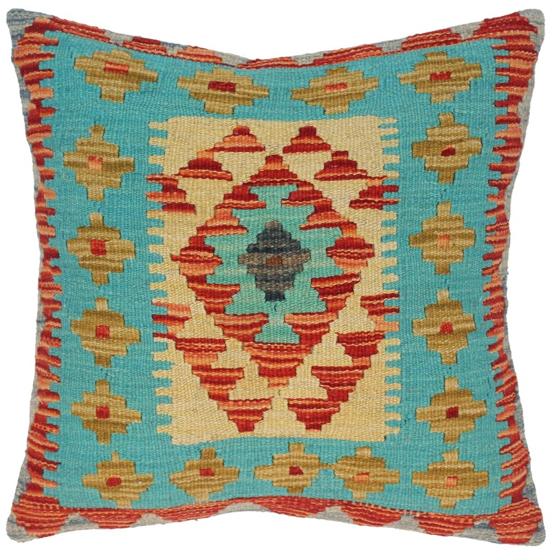 Shabby Chic Shanice Hand-Woven Turkish Kilim Pillow 19 in. x 20 in.