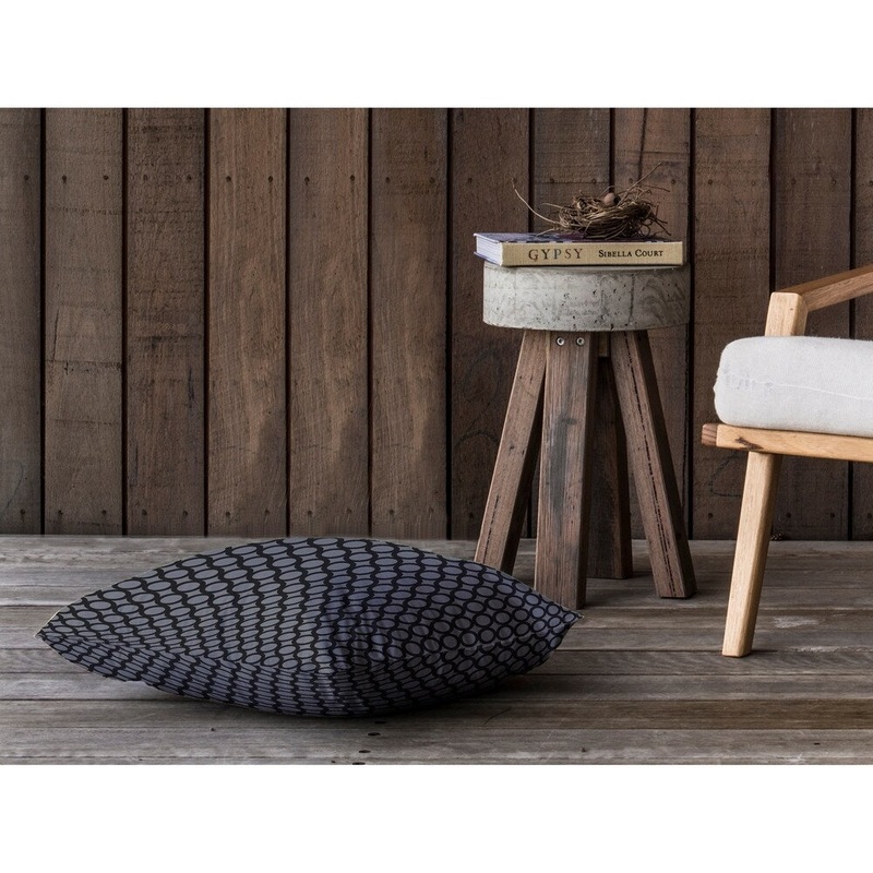 SIMPLE CIRCLES BLACK AND GREY Floor Pillow By Kavka Designs