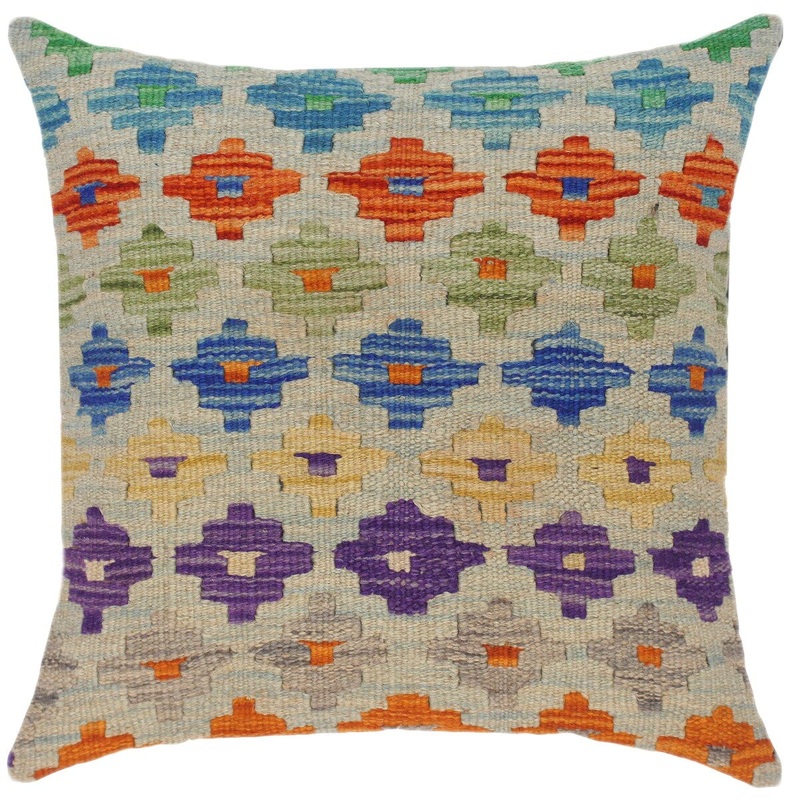 Southwestern Celina Hand-Woven Turkish Kilim Pillow 18 in. x 18 in.
