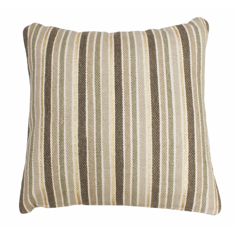 Thro Susana Multicolor Cotton 20-inch Square Striped Foil Printed Throw Pillow