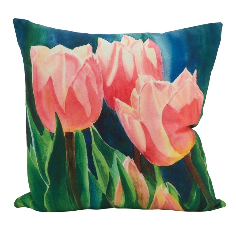Tulip Island Filled Poly Filled Throw Pillow