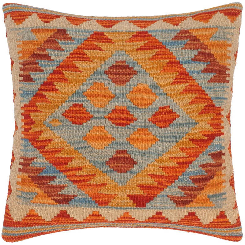 Vintage Heather Hand-Woven Turkish Kilim Throw Pillow 18 in. x 18 in.