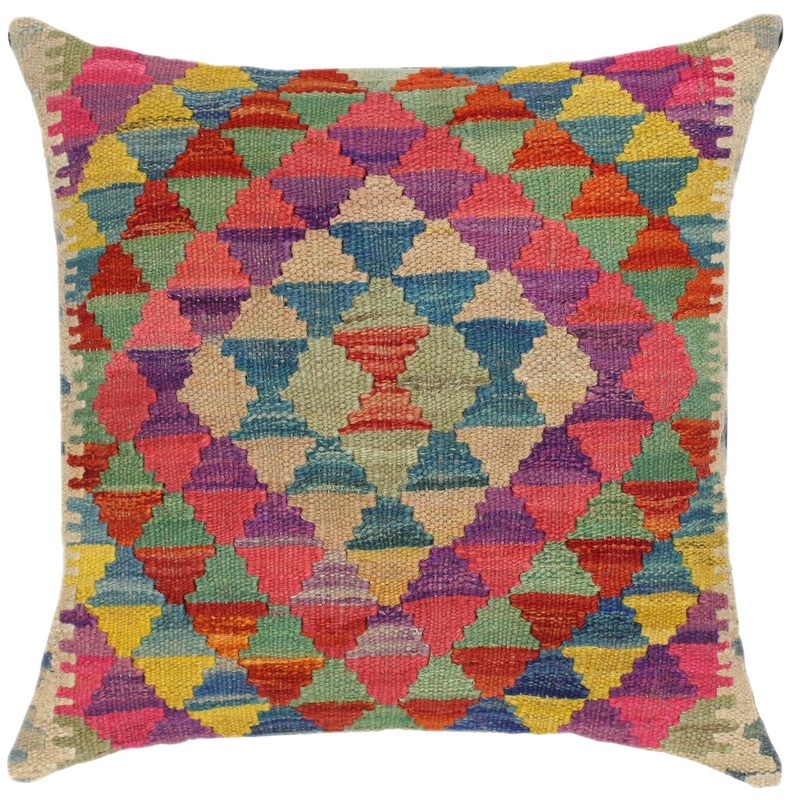 Shabby Chic Nativida Hand-Woven Turkish Kilim Pillow 17 in. x 18 in.