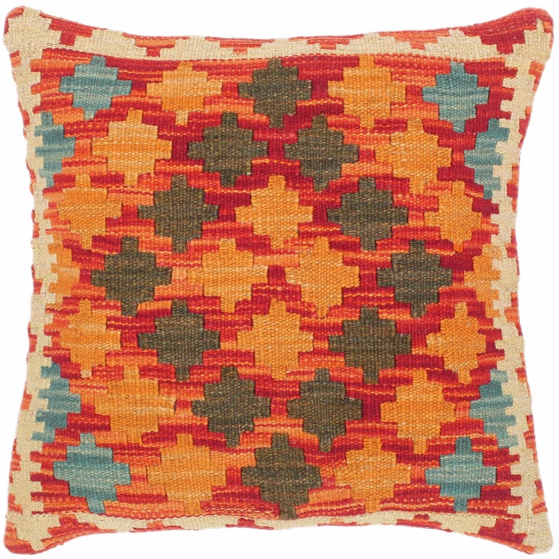 Southwestern Lacresha Hand-Woven Turkish Kilim Pillow 18 in. x 18 in.