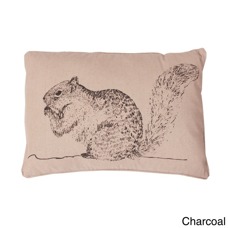 Squirrel Beaded Woodland Feather Filled Throw Pillow