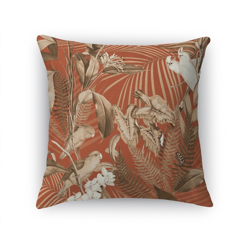 TROPICAL JUNGLE DARK CORAL Accent Pillow by Marina Gutierrez