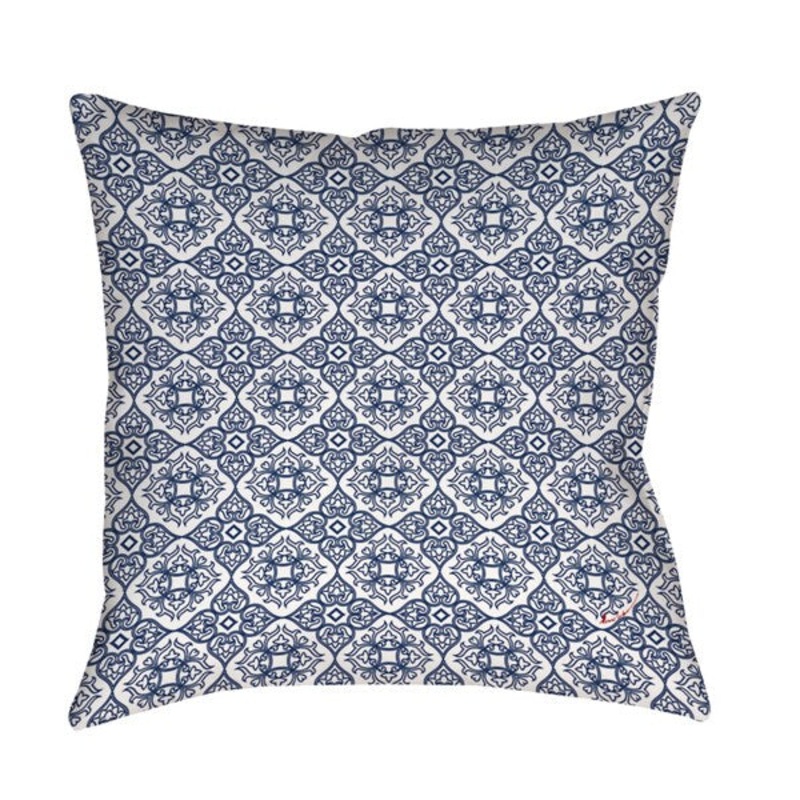 Winter Garden Baroque White on Navy Floor Pillow