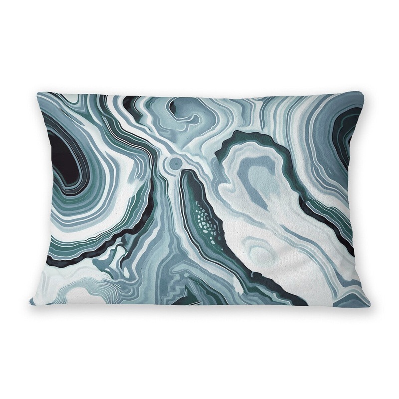 AGATE SLICE AQUA Lumbar Pillow By Becca Dell'Arciprete