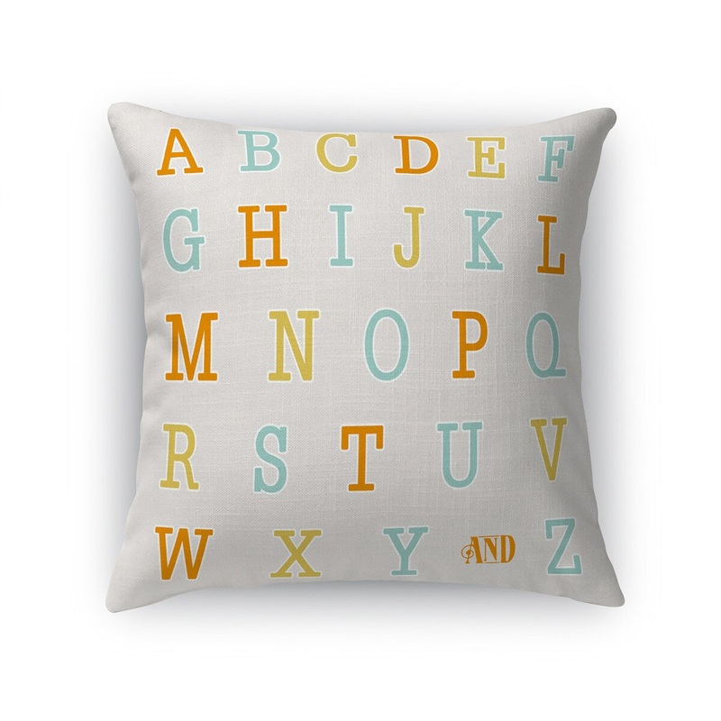 ALPHABET SQUARE TAN Accent Pillow by Kavka Designs