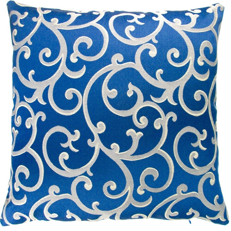 Artisan Pillows Indoor 20-inch Damask Print in Royal Blue European Modern Accent Throw Pillow Cover