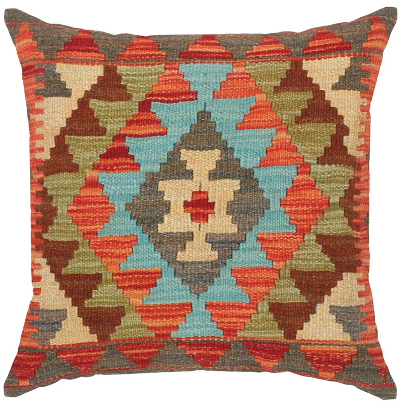 Bauhaus Dominga Hand-Woven Turkish Kilim Throw Pillow 18 in. x 18 in.