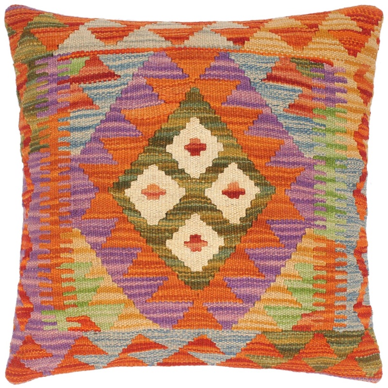 Shabby Chic Jackie Hand-Woven Turkish Kilim Pillow 18 in. x 18 in.