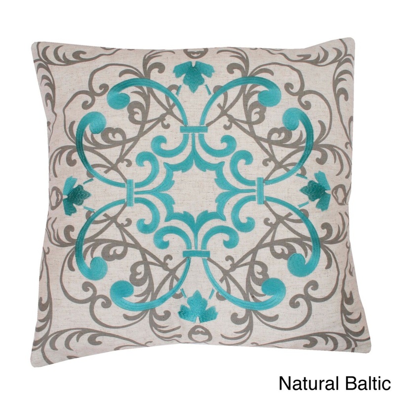 Sydney Embroidered 20x20-inch Feather Filled Throw Pillow