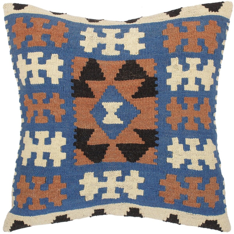 Tribal Ayesha Hand-Woven Turkish Kilim Throw Pillow 22 in. x 22 in.